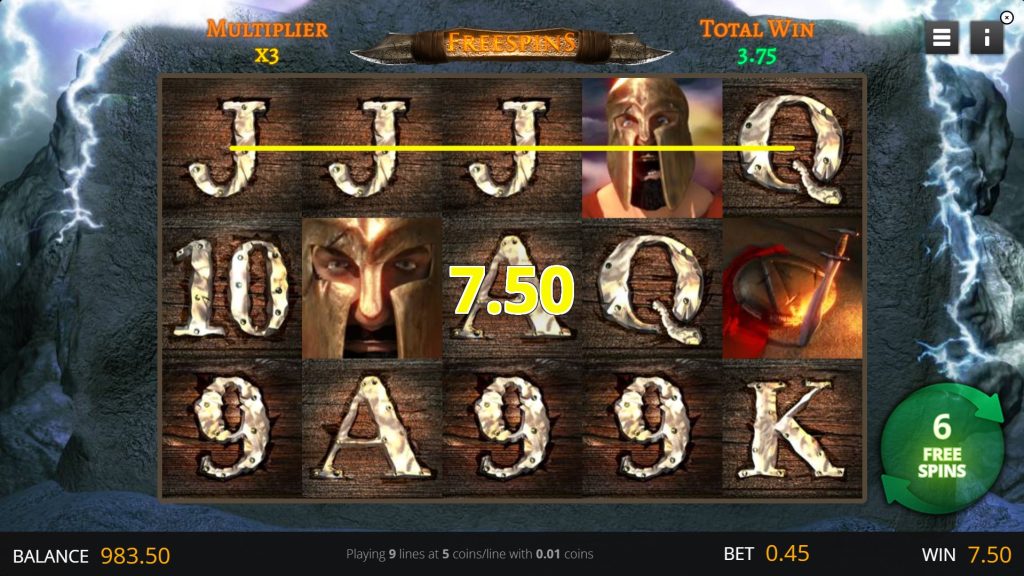 Winning spin during Free Spins in Age of Spartans