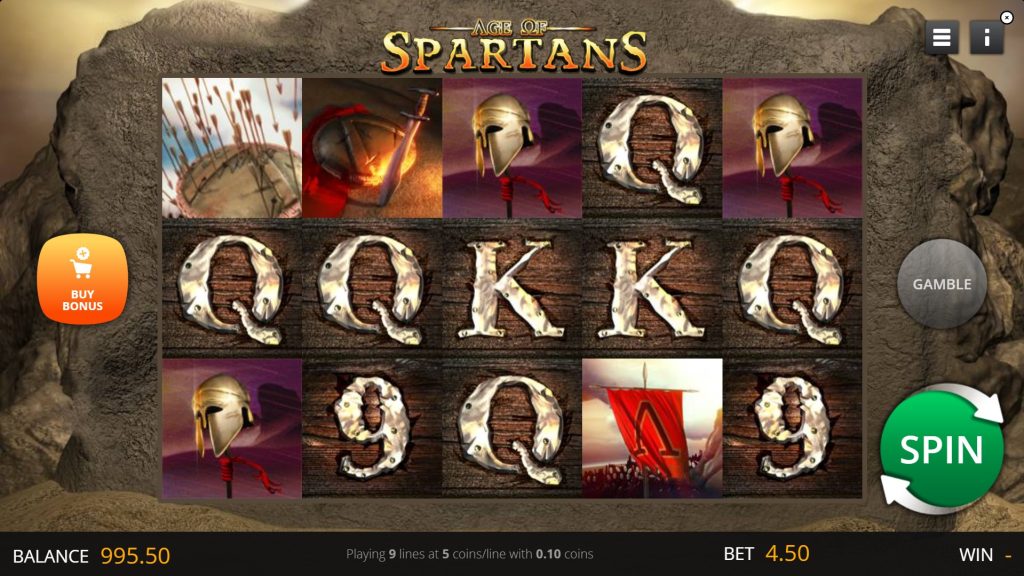 Age of Spartans slot game interface