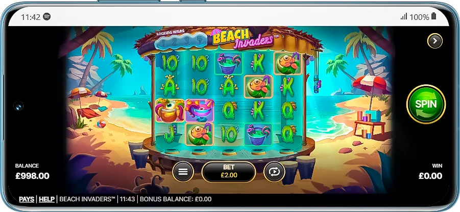 Beach Invaders slot beams flawlessly onto mobile