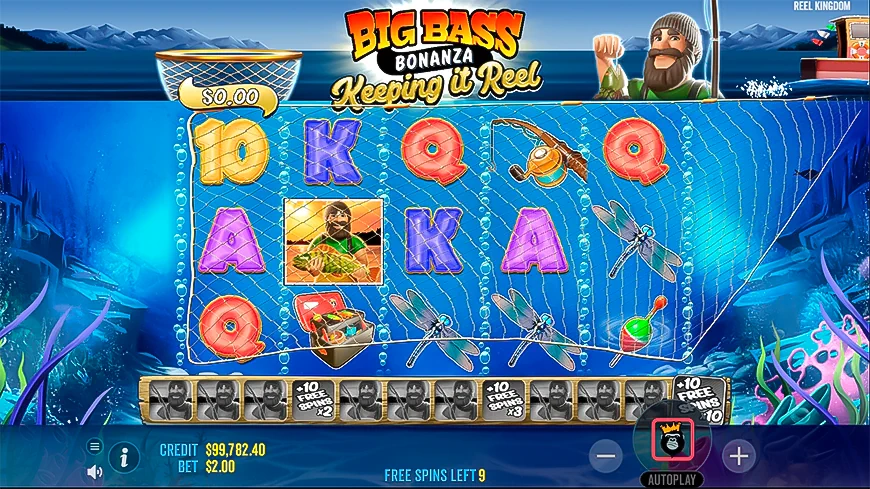 Big Bass Bonanza Keeping Reel Slot Bonus Game.