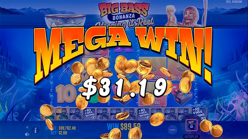 Big Bass Bonanza Keeping Reel Slot Bonus Game.