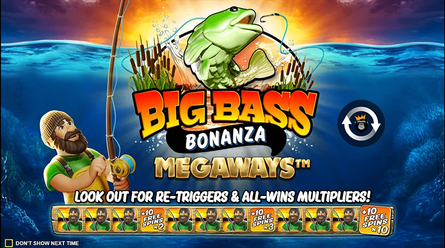 Screensaver of Big Bass Bonanza Megaways slot machine