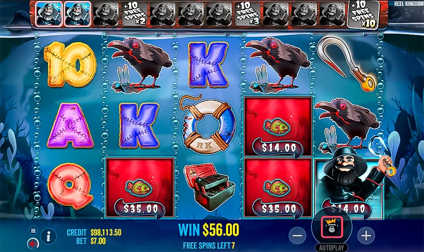 Bonus feature and free spins in Big Bass Halloween slot.