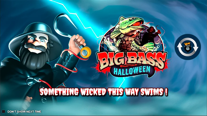 Pre-game screensaver for Big Bass Halloween slot