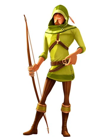 The main character of the game is Robin Hood in full height and with a big bow.