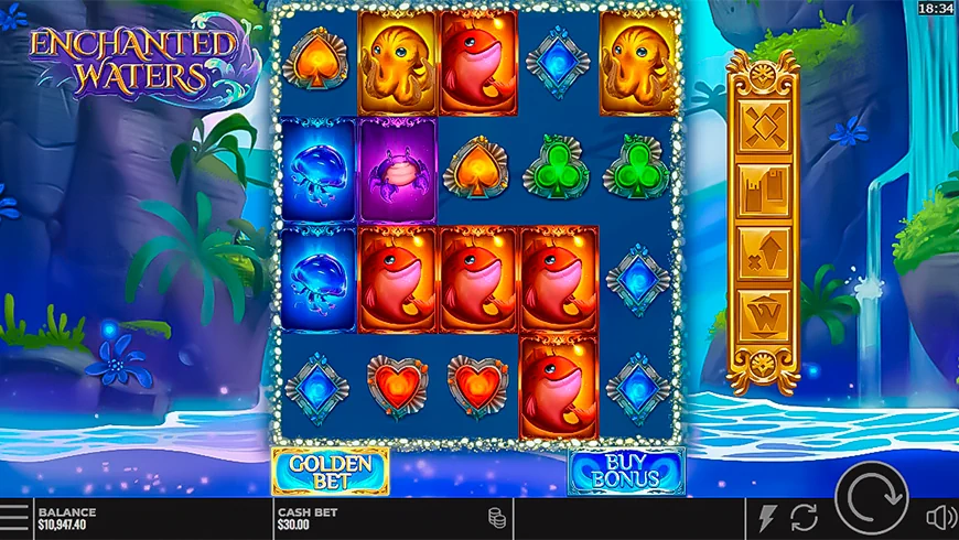 The appearance of the Enchanted Waters slot and the game process.