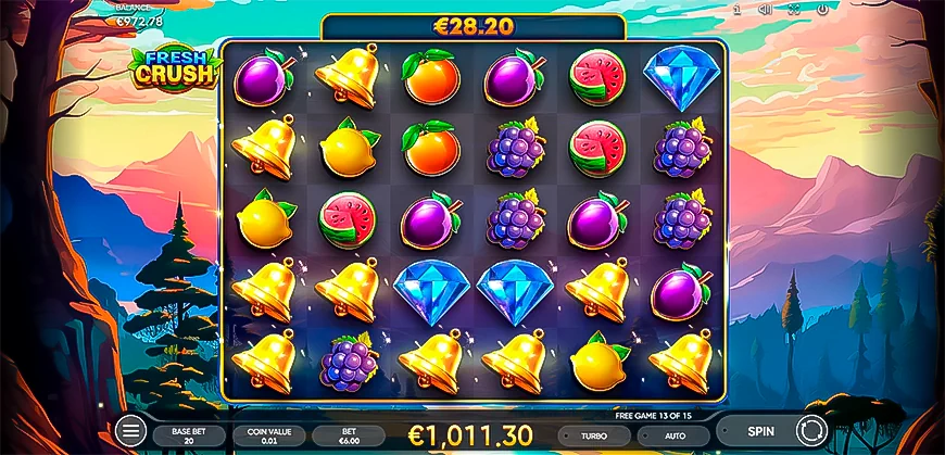 The Fresh Crush slot departs from classic slot mechanics in a few key ways.