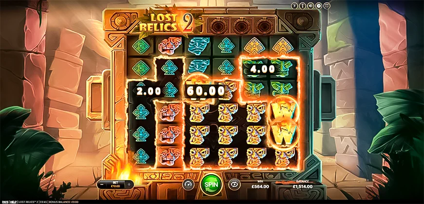 The appearance of the Lost Relics 2 slot machine during the game.