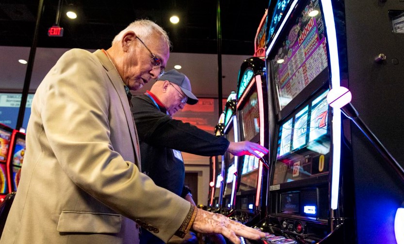 Older people playing slots