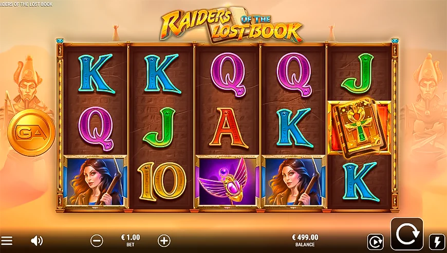 Appearance of the Raiders of the Lost Book slot machine in the game