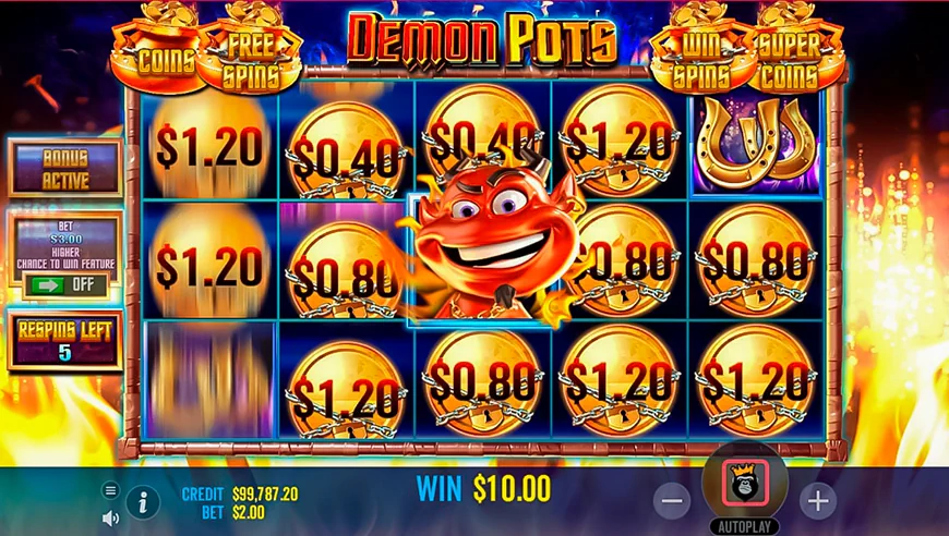 Appearance of online slot machine "Demon Pots"