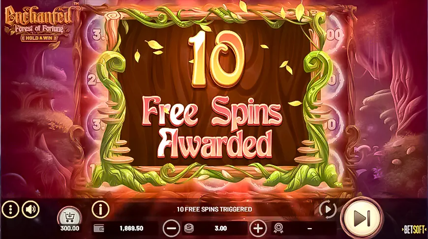 Free Spins bonus round in Enchanted: Forest of Fortune