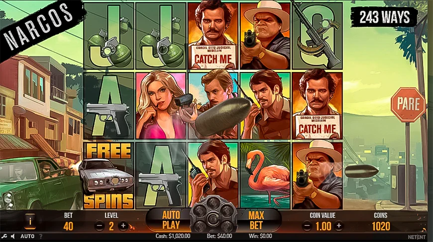 The draw for the Drive By bonus feature in the Narcos slot. 
