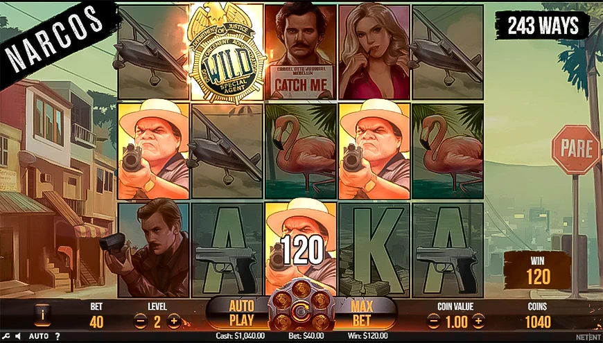 The Narcos slot from NetEnt excellently captures the criminal world and dramatic style of the hit Netflix series. With vivid symbols and immersive animations and sounds, players are transported right into dangerous 1980s Colombia during Pablo Escobar's rise.