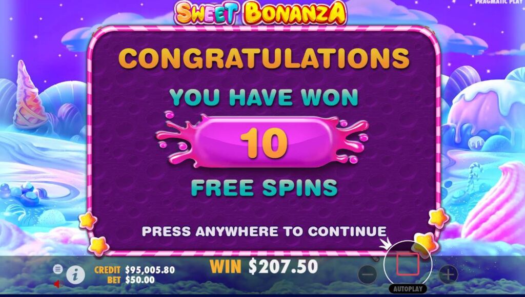 Sweet Bonanza - Free spins won