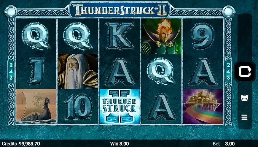 Thunderstruck II is a 5 reel, 243 ways to win video slot based on Norse mythology