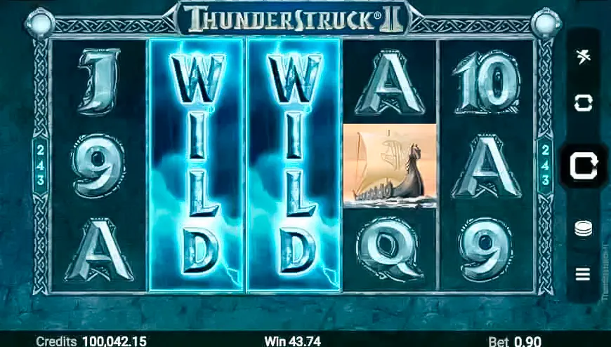 ThunderStruck 2. Up to 5 reels turn Wild in the Wildstorm feature.