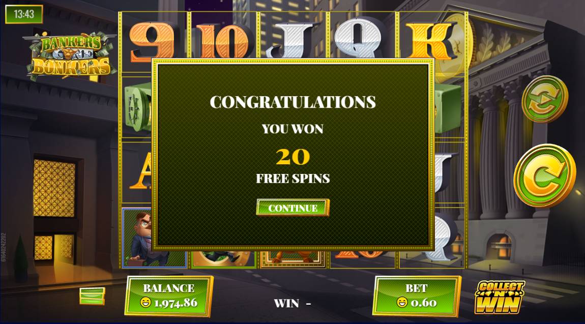 Bankers Gone Bonkers - 20 free spins