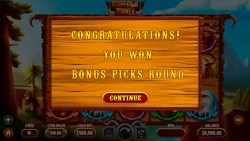 Dragon Gaming's Buffalo Bounty slot - Bonus Picks Round