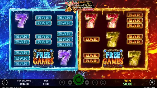 Icy Hot multi-game slot screen