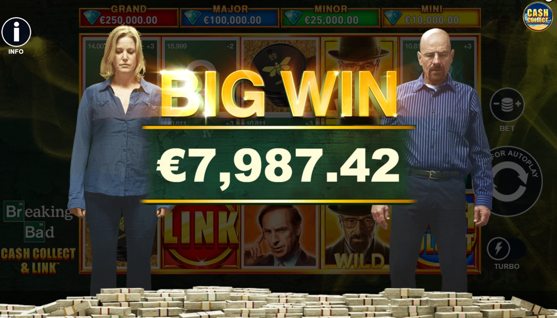 Breaking Bad: Cash Collect & Link slot gameplay winning screen