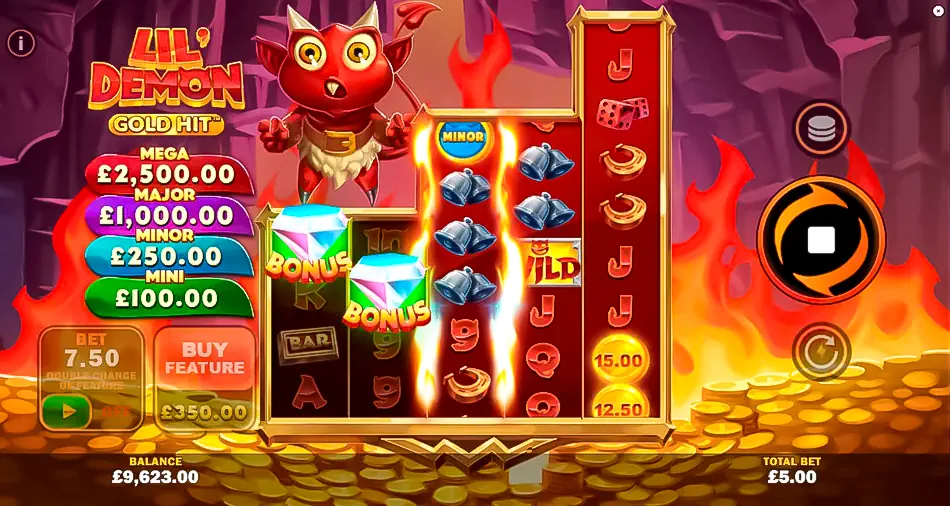 Playtech's Gold Hit: Lil' Demon slot - win bonus feature