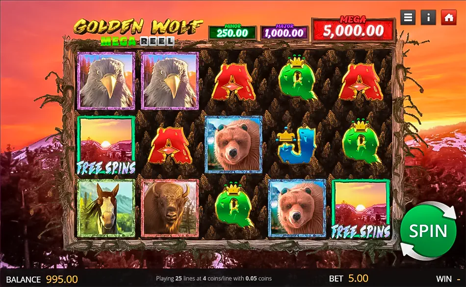 Golden Wolf Mega Reel slot base game