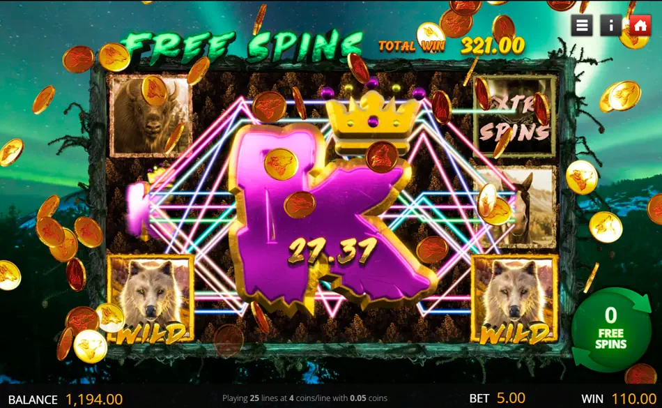 Winning free spins with Mega Reel feature in Golden Wolf Mega Reel slot