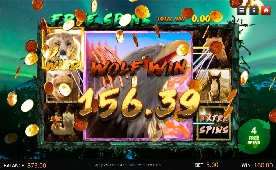 Win on Freespins with MegaReel Feature in Golden Wolf MegaReel Slot