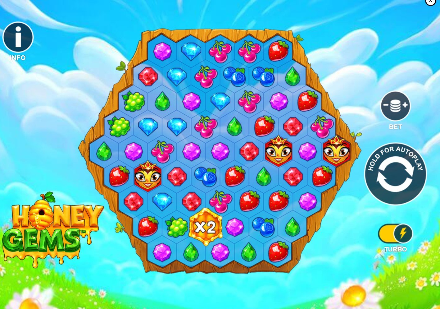 Honey Gems by Playtech slot gameplay screen