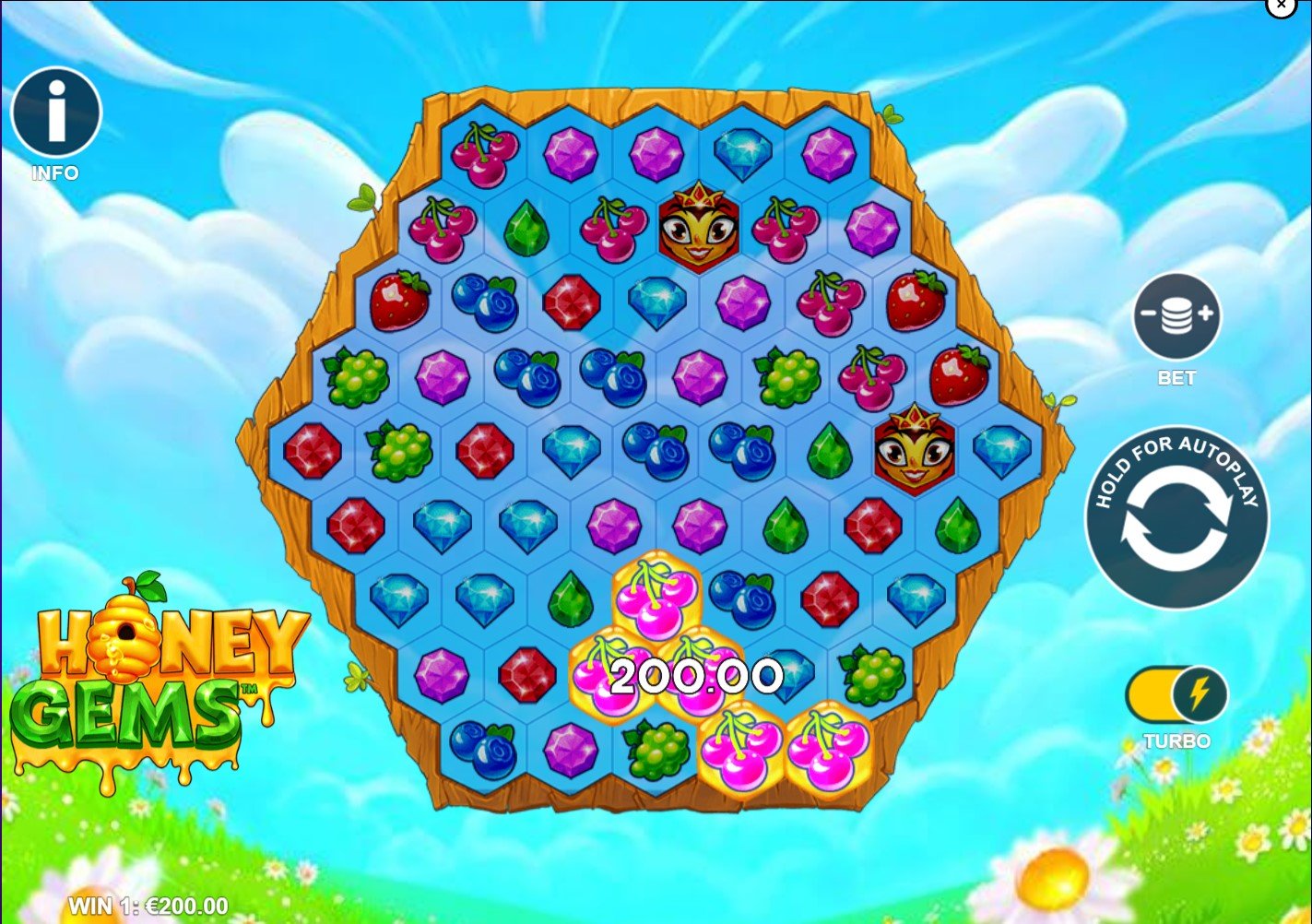 Honey Gems by Playtech slot gameplay screen