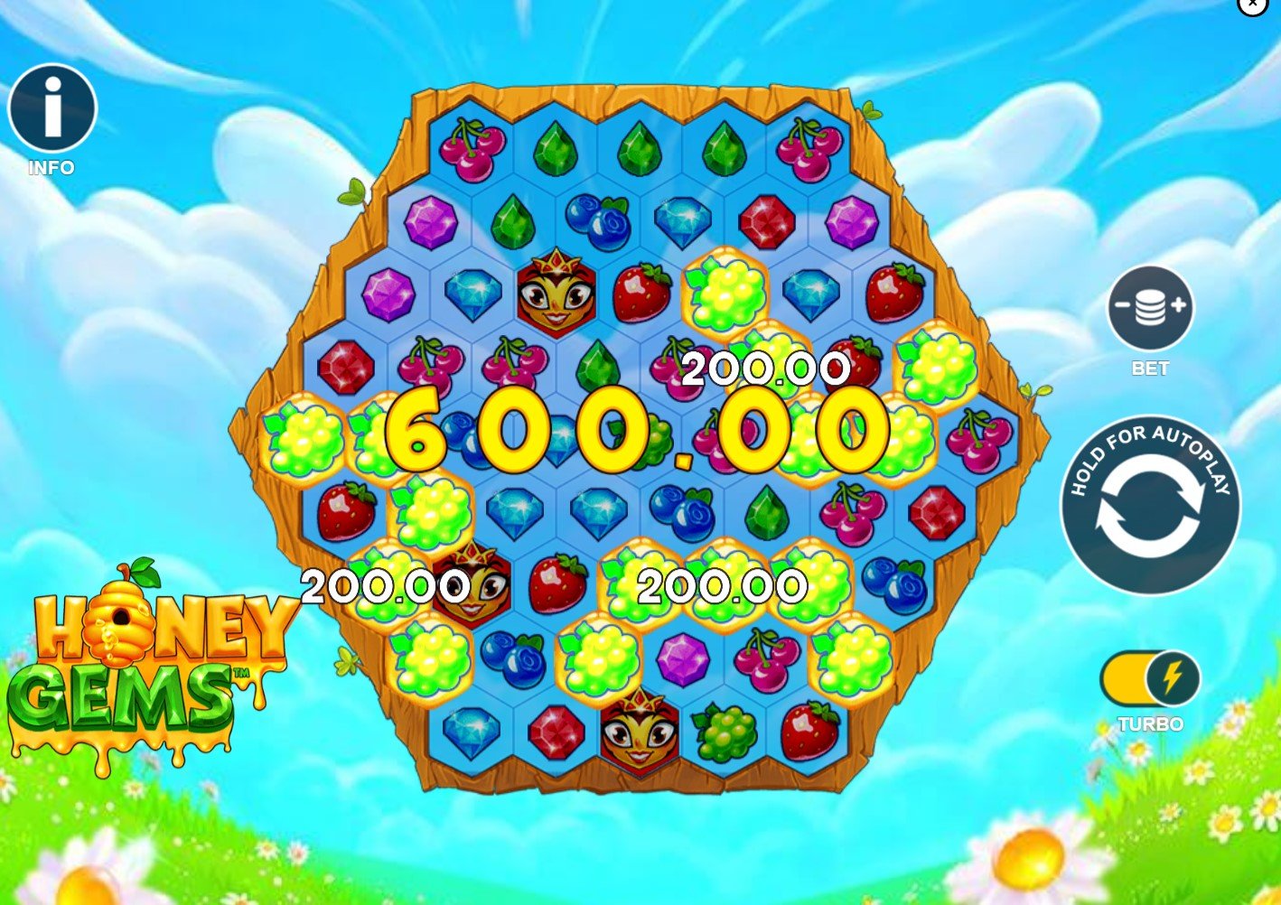 Honey Gems by Playtech slot gameplay screen