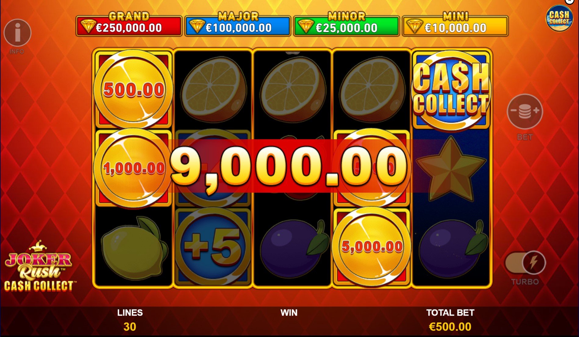 Joker Rush: Cash Collect by Playtech slot gameplay win