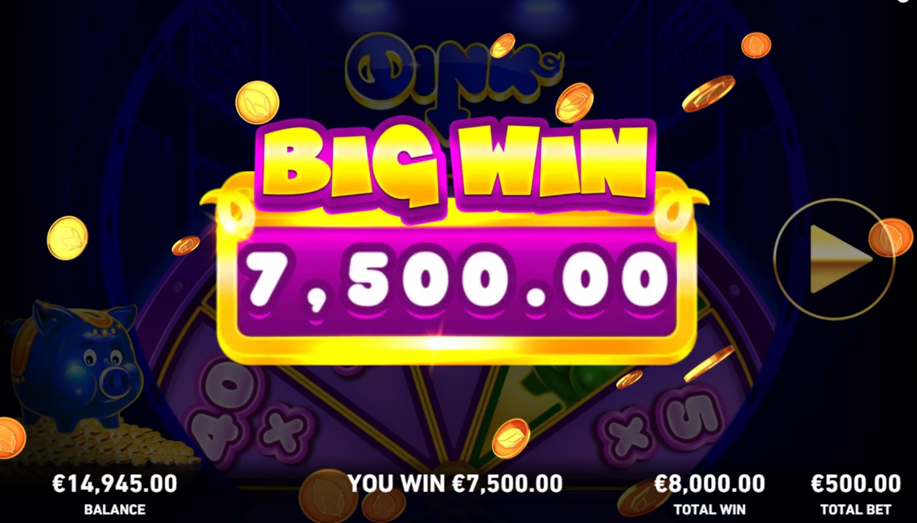 Oink Oink Oink by Playtech slot winning gameplay screen