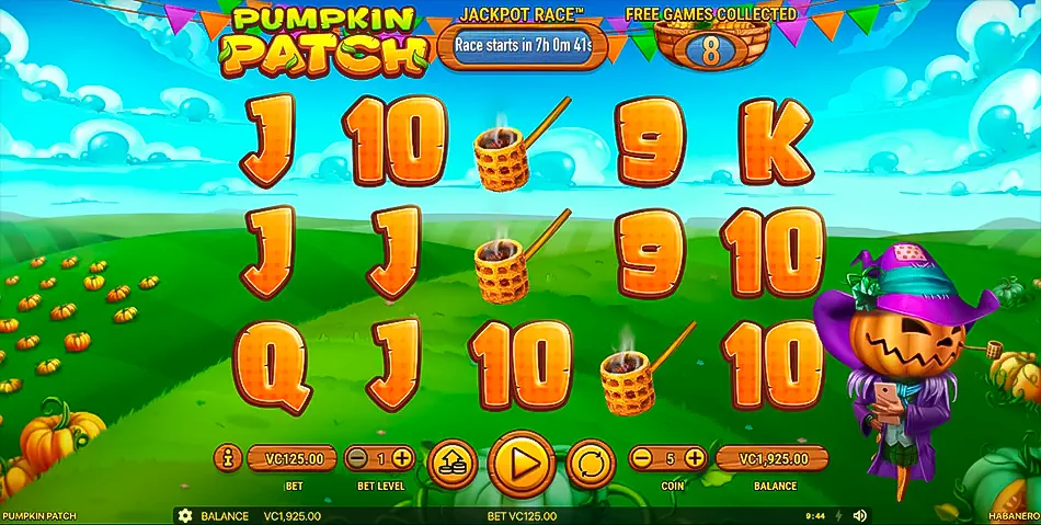 Base game in online slot machine Pumpkin Patch by Habanero