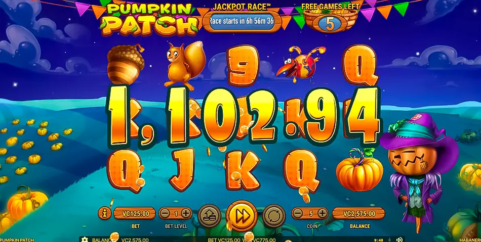 Free Spins Bonus Feature in Pumpkin Patch Online Slot