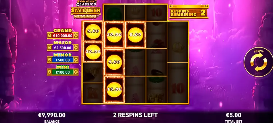 Fire Blaze Hold and Respin Jackpot Feature