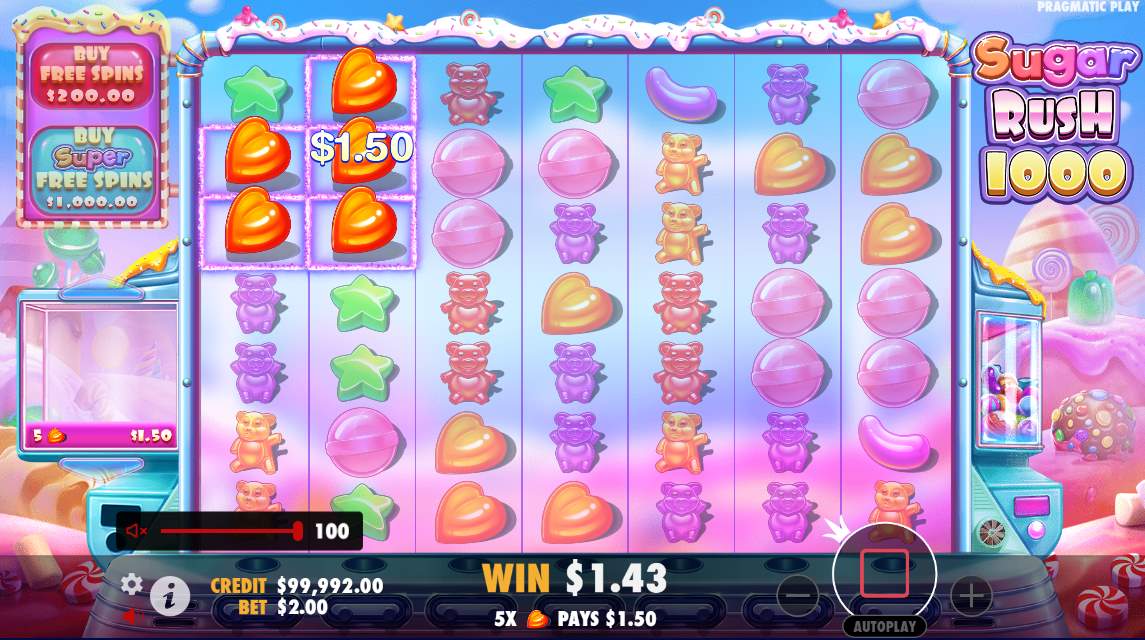 Sugar Rush 1000 slot winning