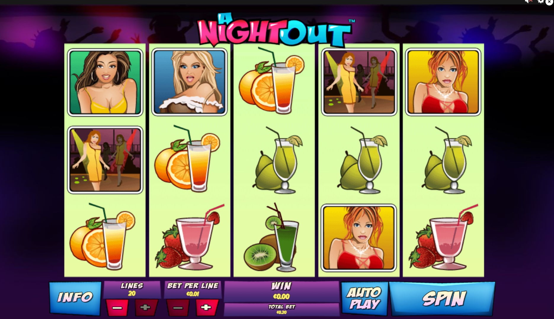 A Night Out by Playtech slot gameplay screen