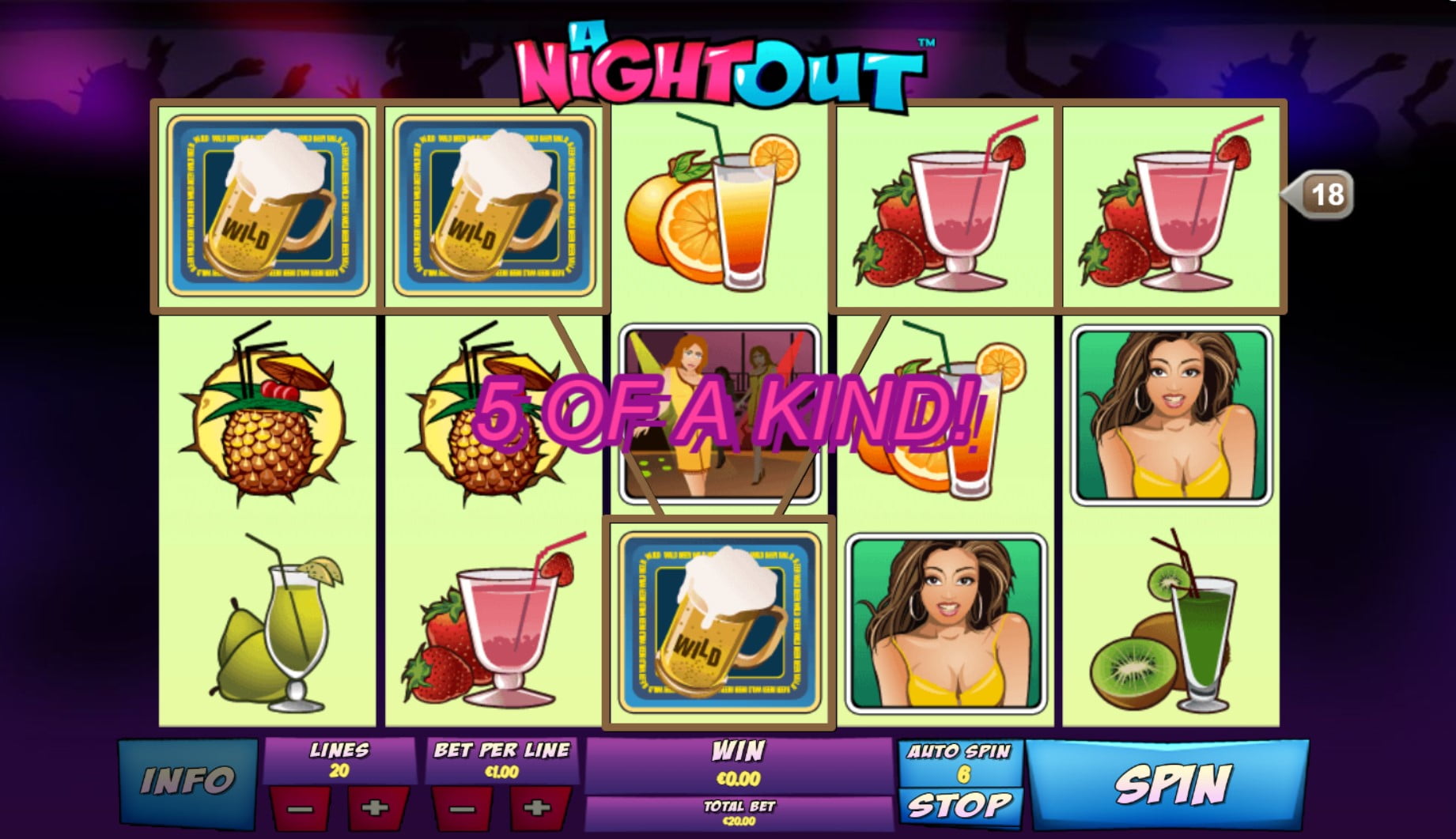 A Night Out by Playtech slot gameplay screen