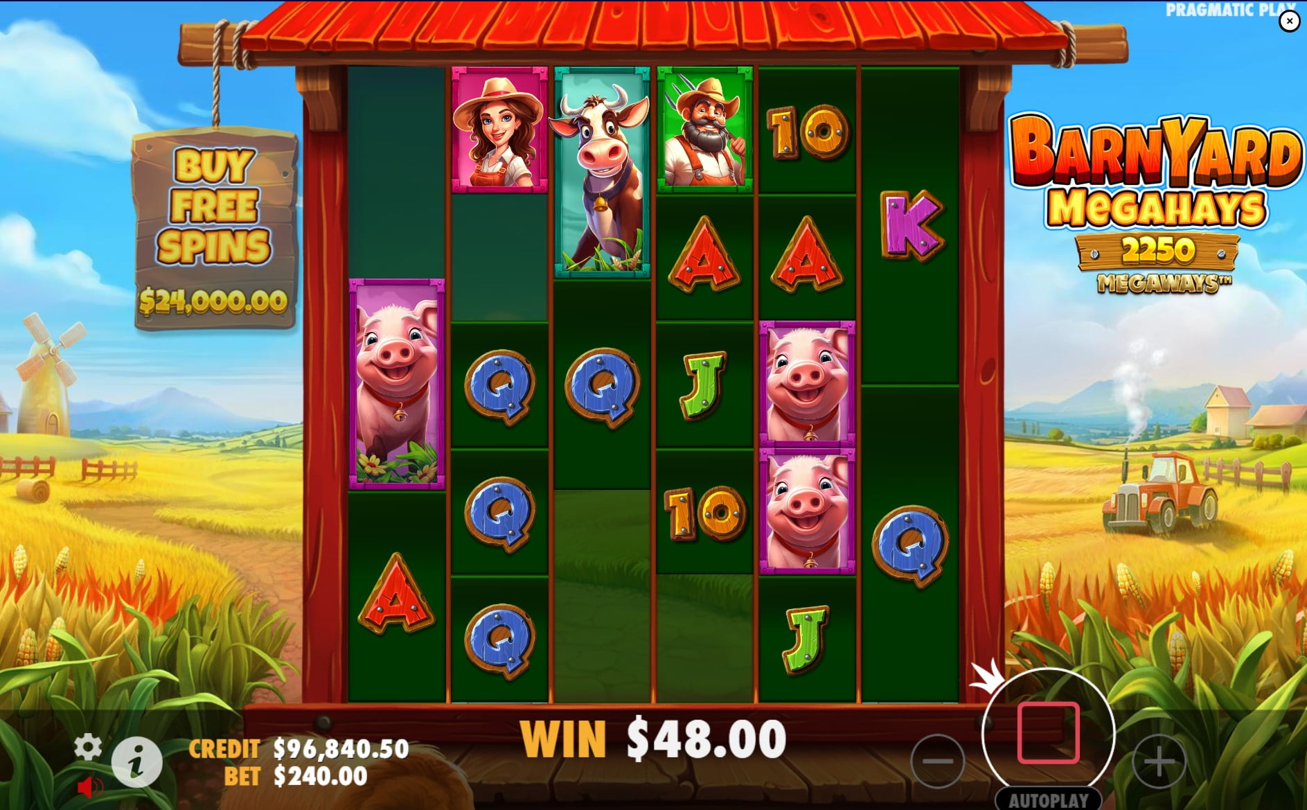 Barnyard Megahays Megaways by Pragmatic Play slot gameplay