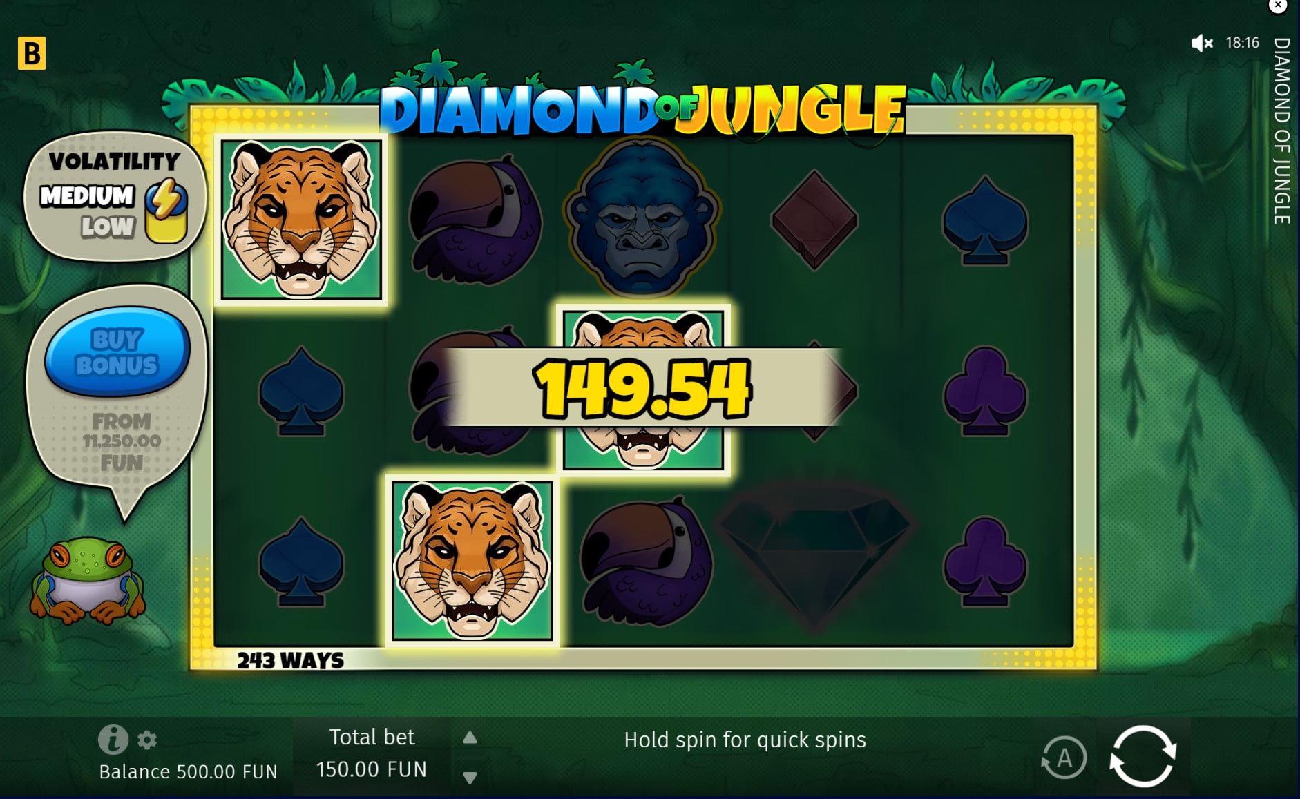 Diamond of Jungle by Bgaming slot gameplay