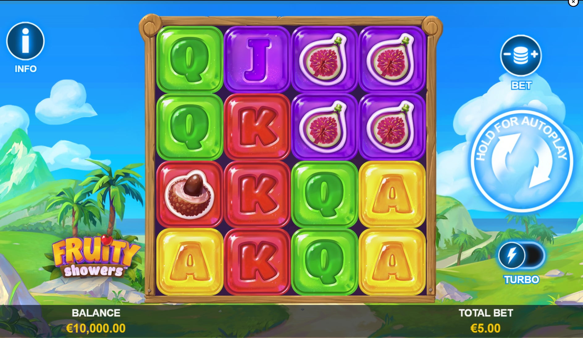 Fruity Showers by Playtech slot gameplay screen