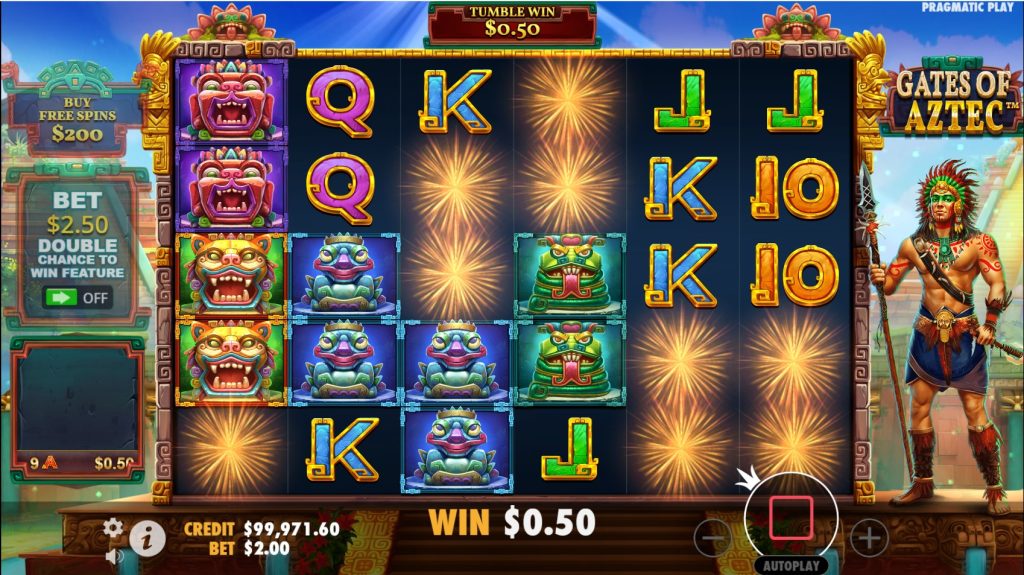 Gates of Aztec slot tumble feature win