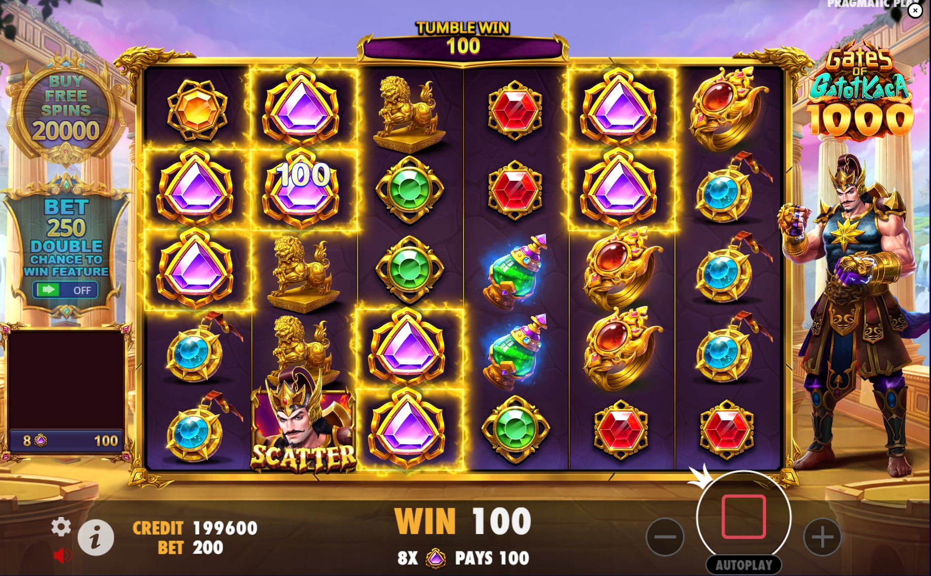 Gates of Gatot Kaca 1000 slot gameplay screen