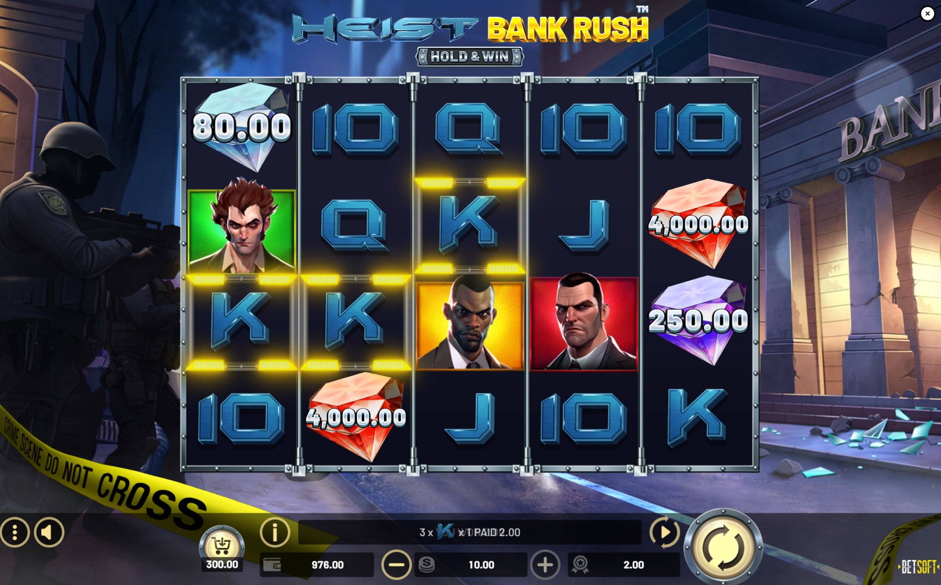 Heist: Bank Rush by Betsoft slot gameplay