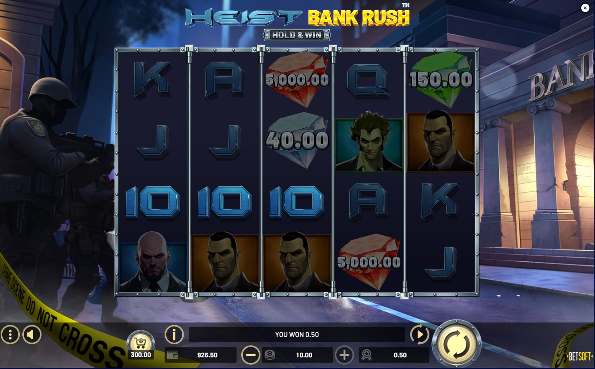 Heist: Bank Rush by Betsoft slot gameplay