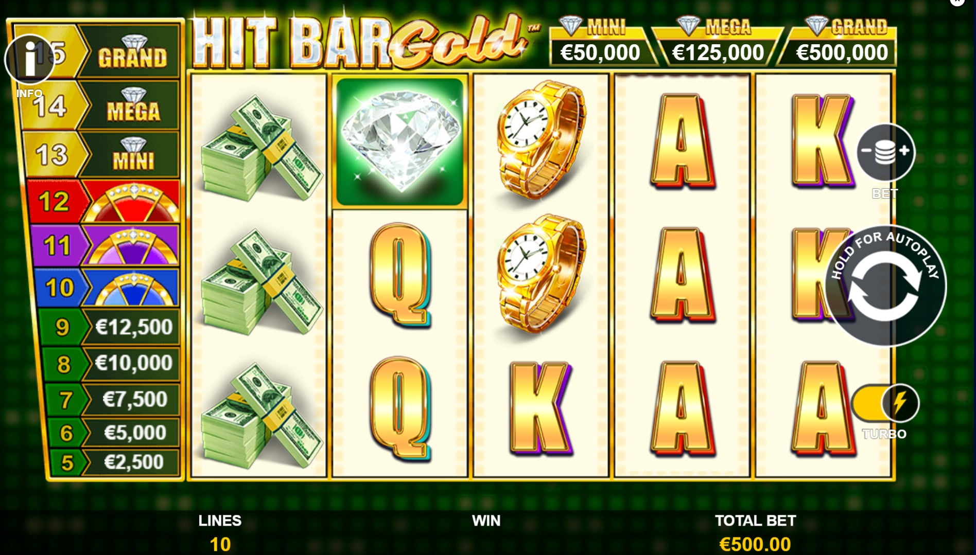 Hit Bar: Gold by Playtech slot gameplay screen