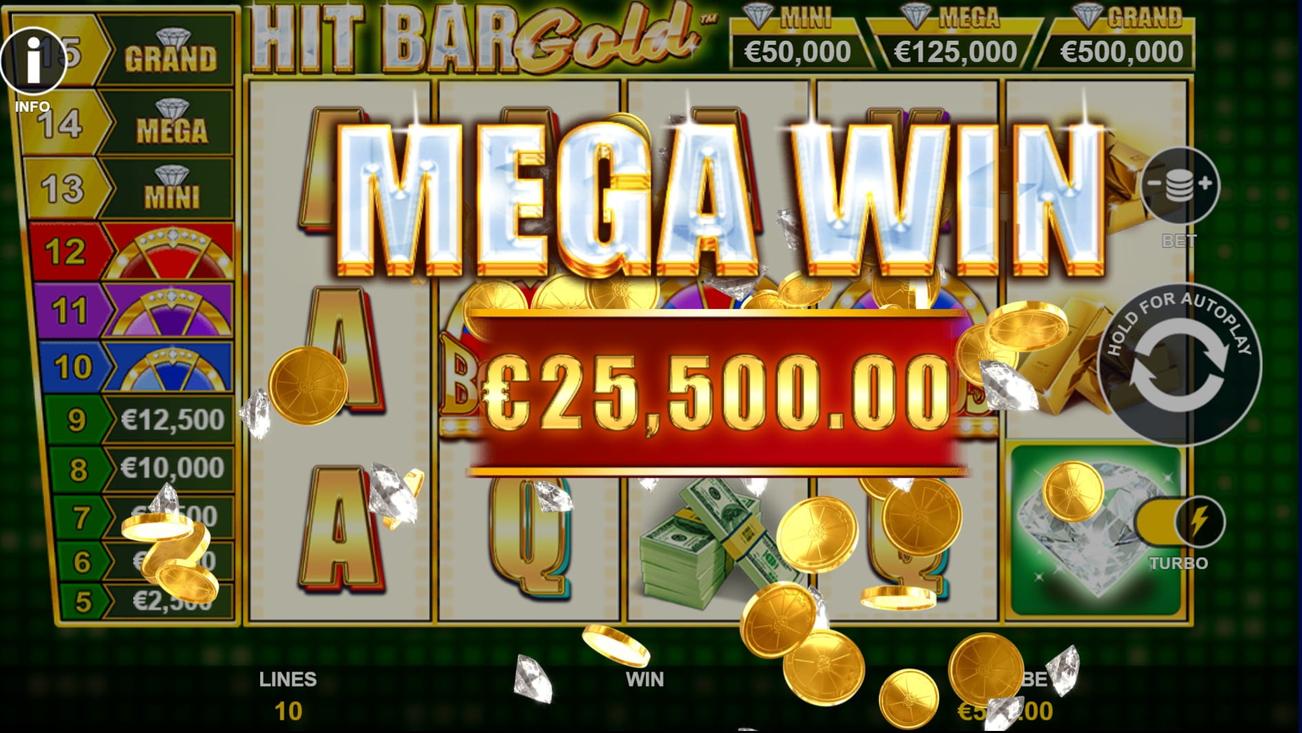 Hit Bar: Gold by Playtech slot gameplay screen