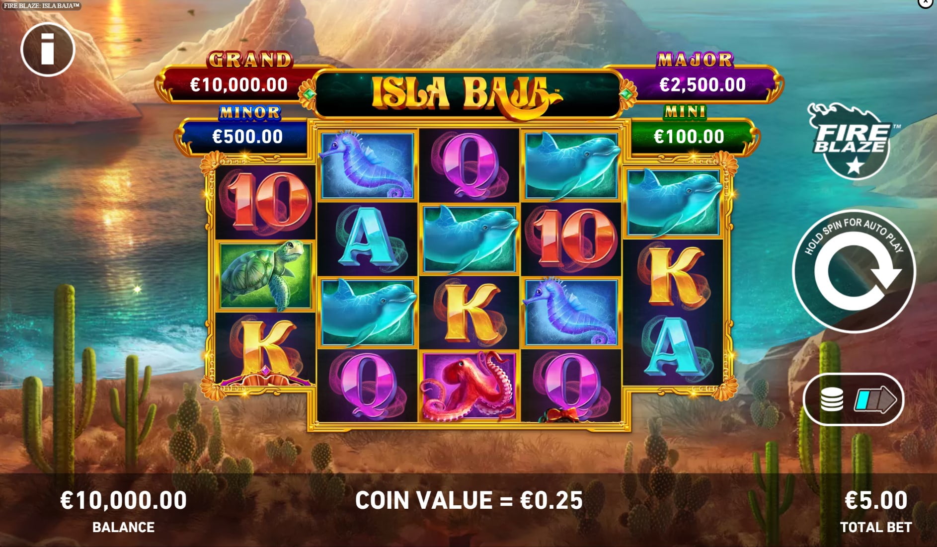 Fire Blaze Isla Baja by Playtech slot gameplay screen